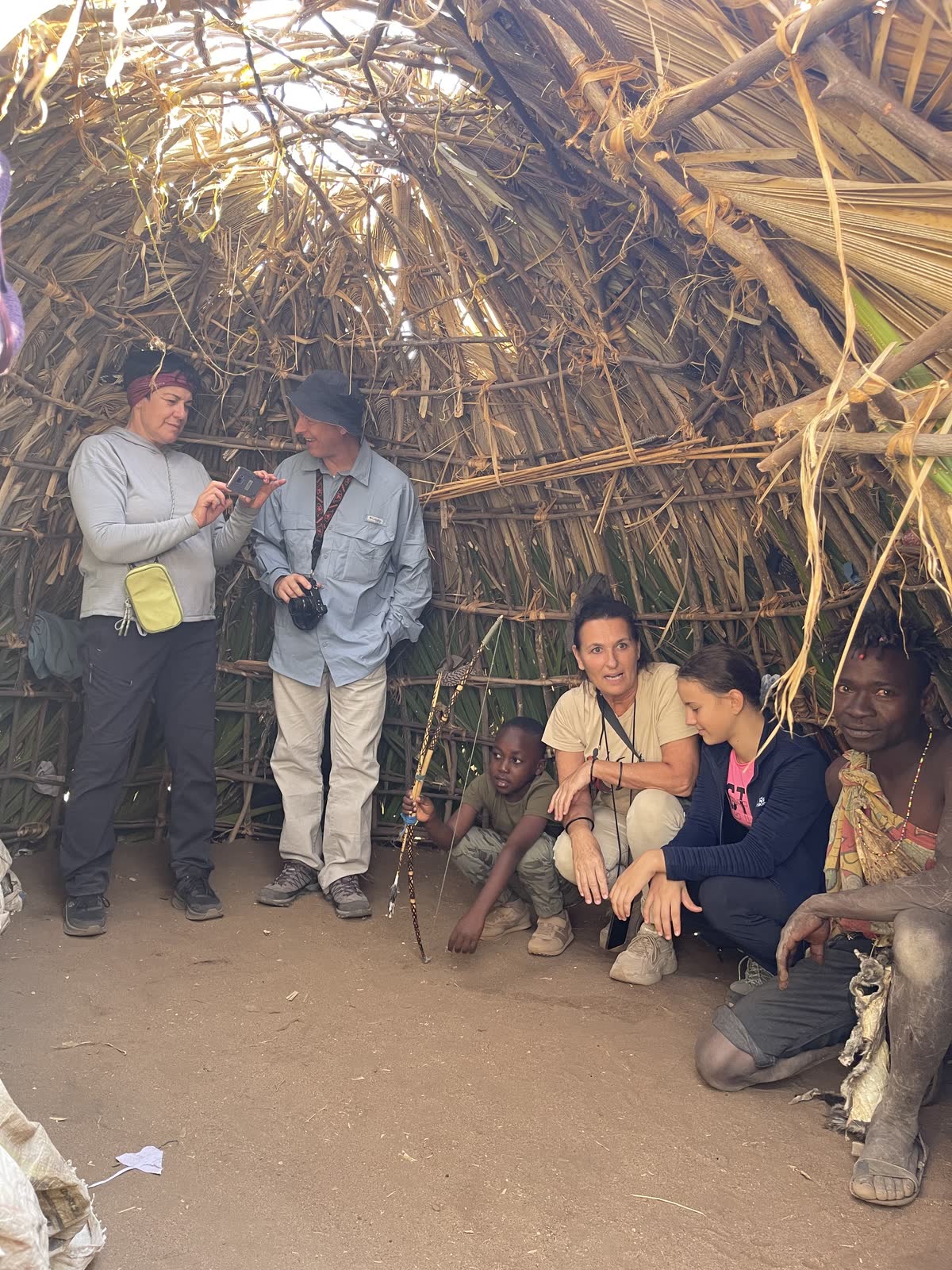 Hadzabe shelter guests — Einoti Safaris